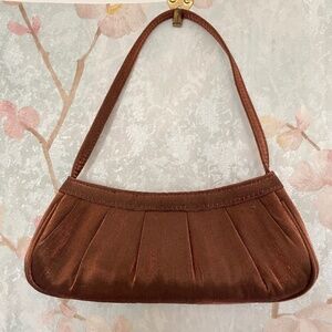 Vintage Y2K Mini  La Regale Pleated Satin Baguette Shoulder Bag Evening Prom